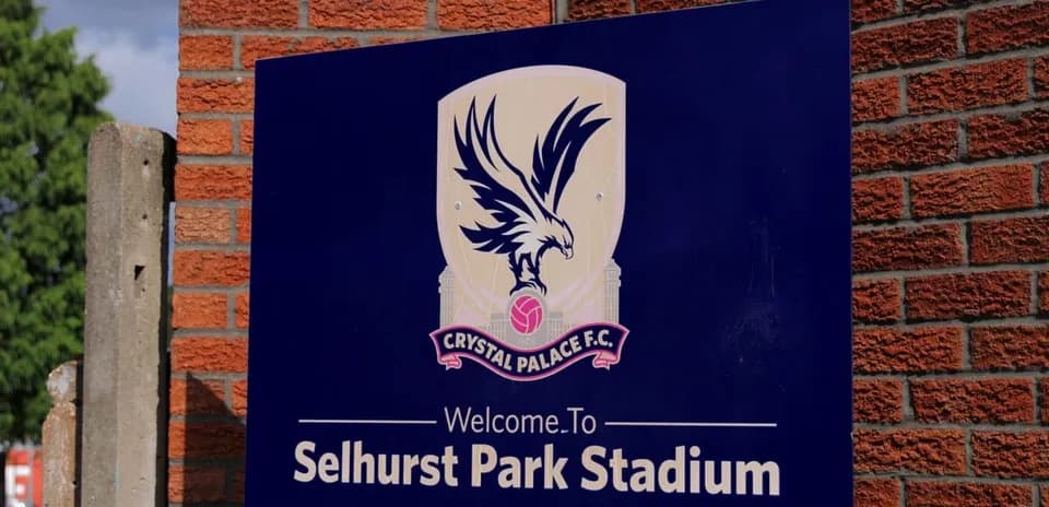 Welcome sign for Selhurst Park Stadium, home of Crystal Palace