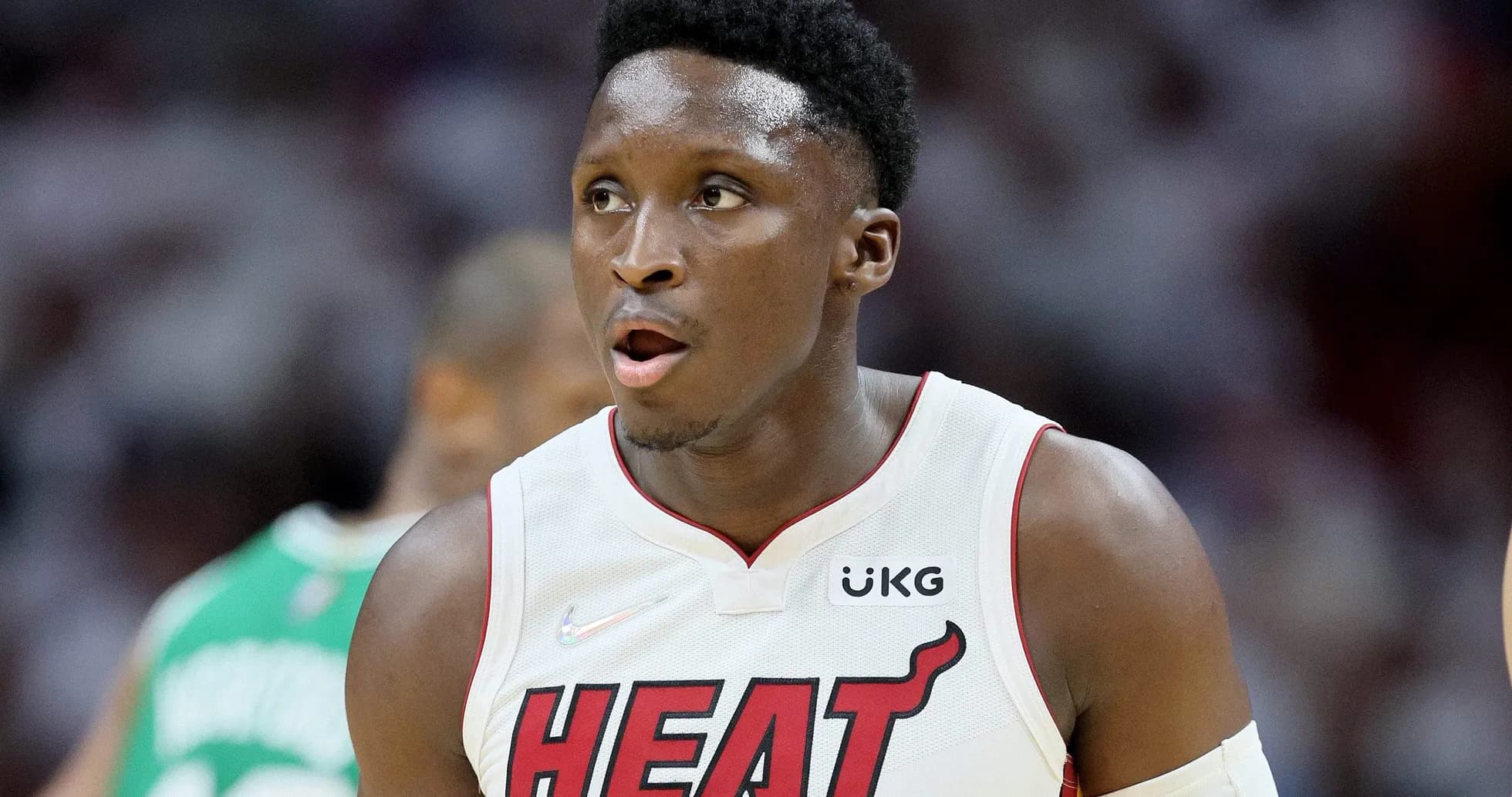 Player in Miami Heat jersey during game action