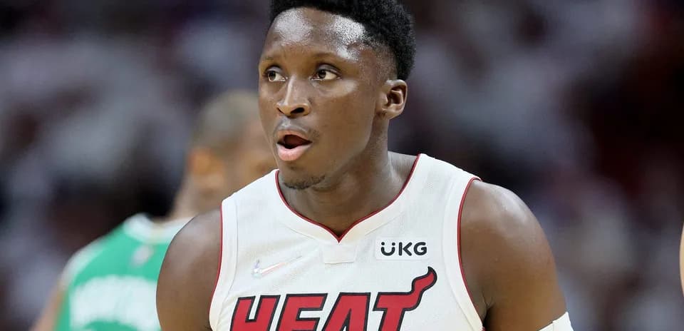 Player in Miami Heat jersey during game action