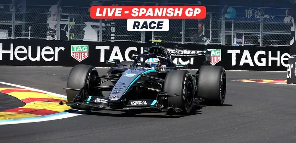 Formula 1 car racing at Spanish Grand Prix track