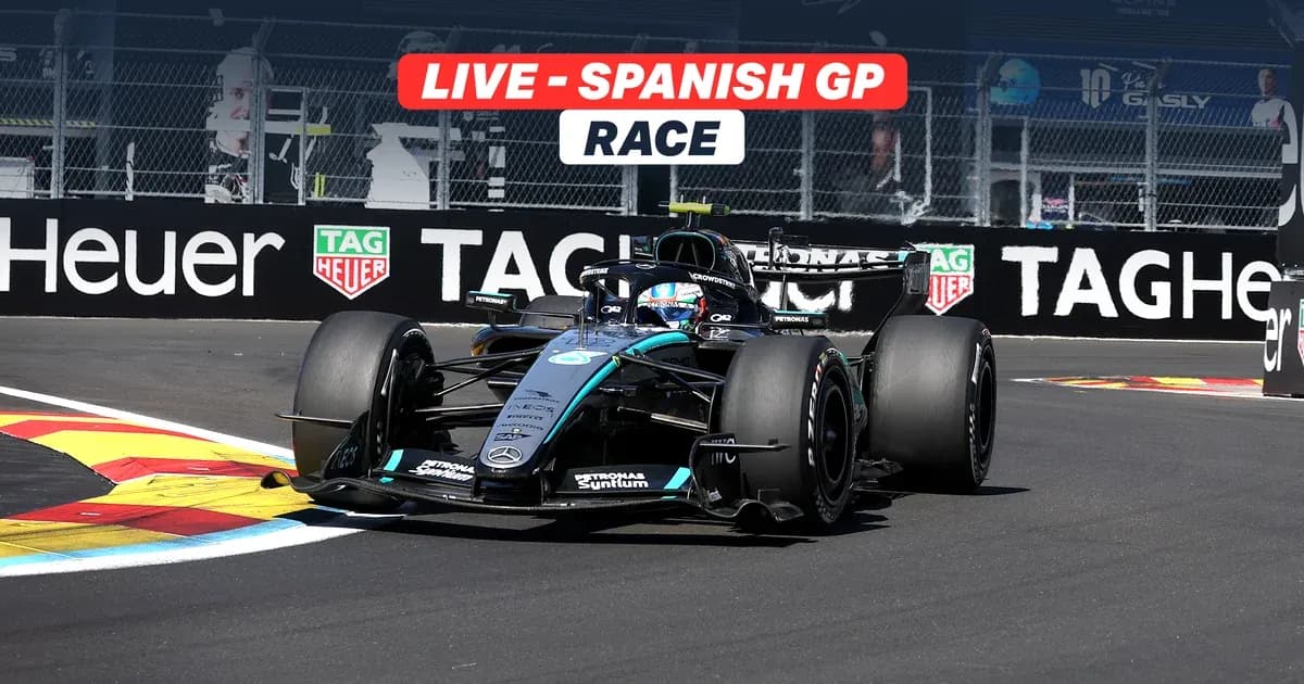 Formula 1 car racing at Spanish Grand Prix track
