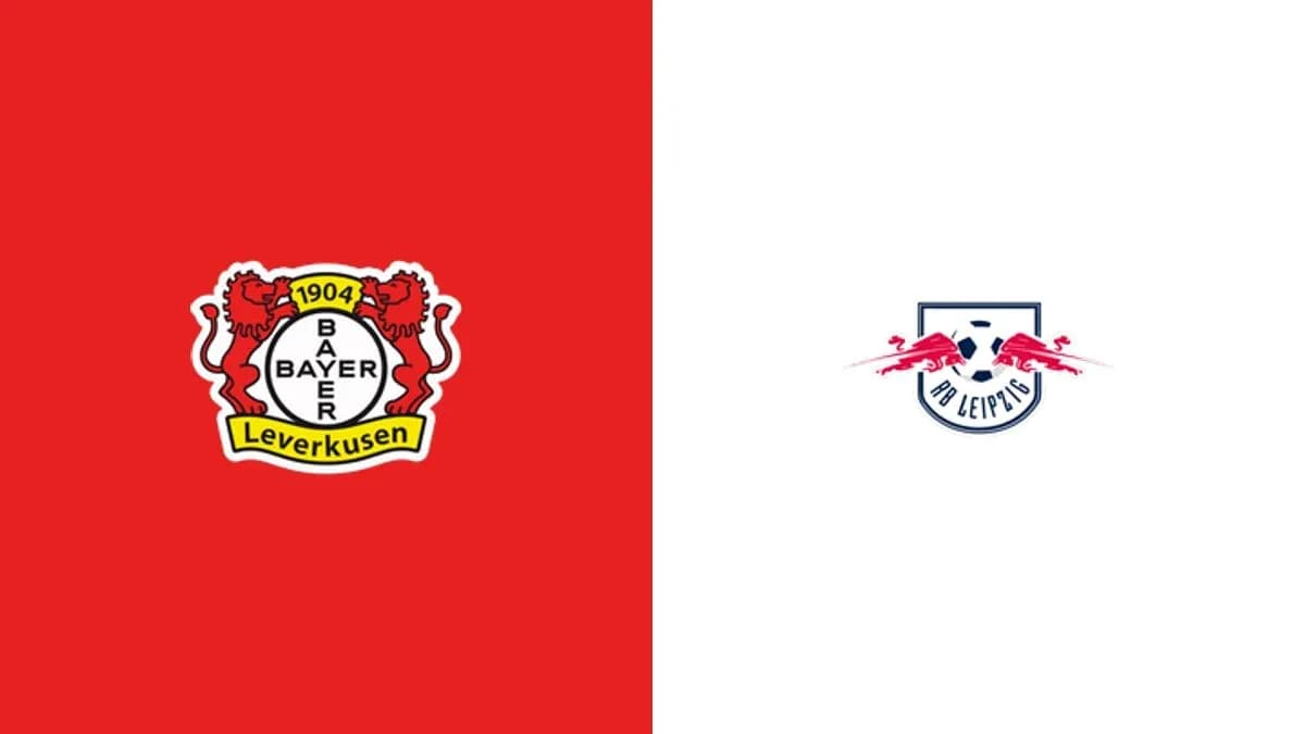 Logos of Bayer Leverkusen and RB Leipzig