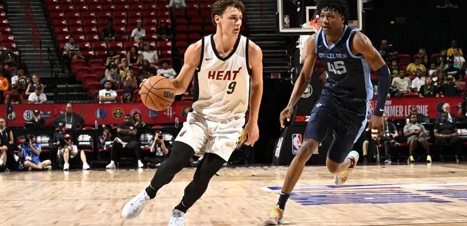 Player dribbling basketball during Summer League game