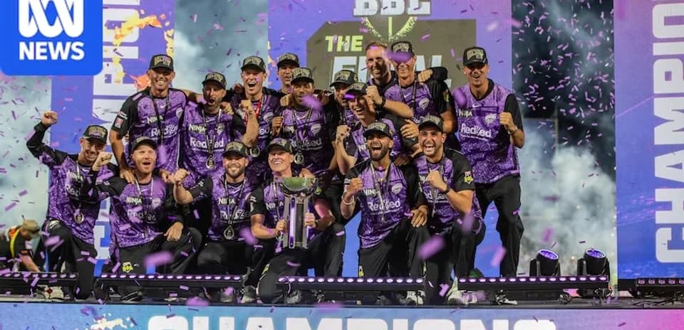 Winning team celebrating with trophy at BBL Finals