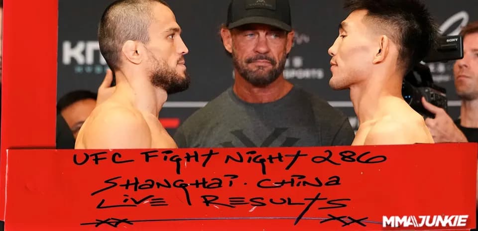 Two fighters facing off at UFC Fight Night 286 weigh-in