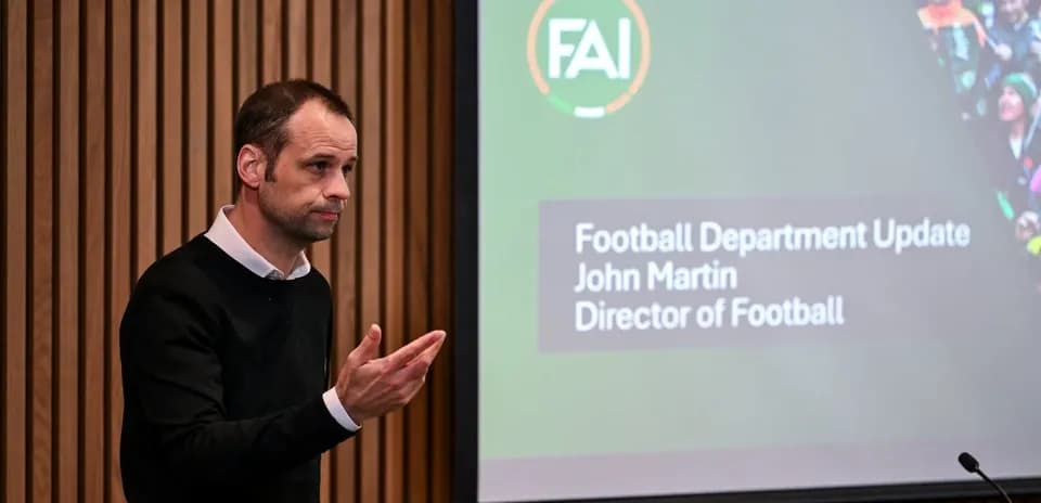 FAI Director of Football presenting departmental update