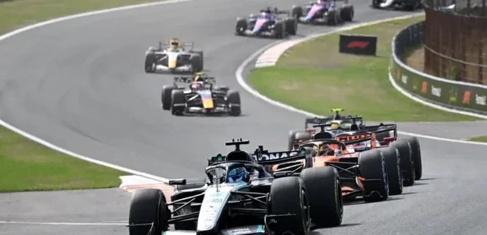 Cars racing on track during Formula 1 event