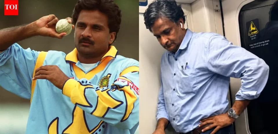 Former cricketer preparing to bowl and commuting