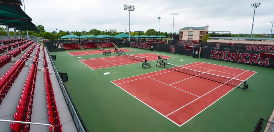 Empty tennis courts at Oklahoma Sooners facility