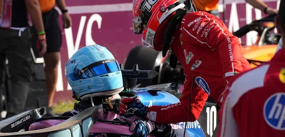 Drivers interacting after a race incident on track