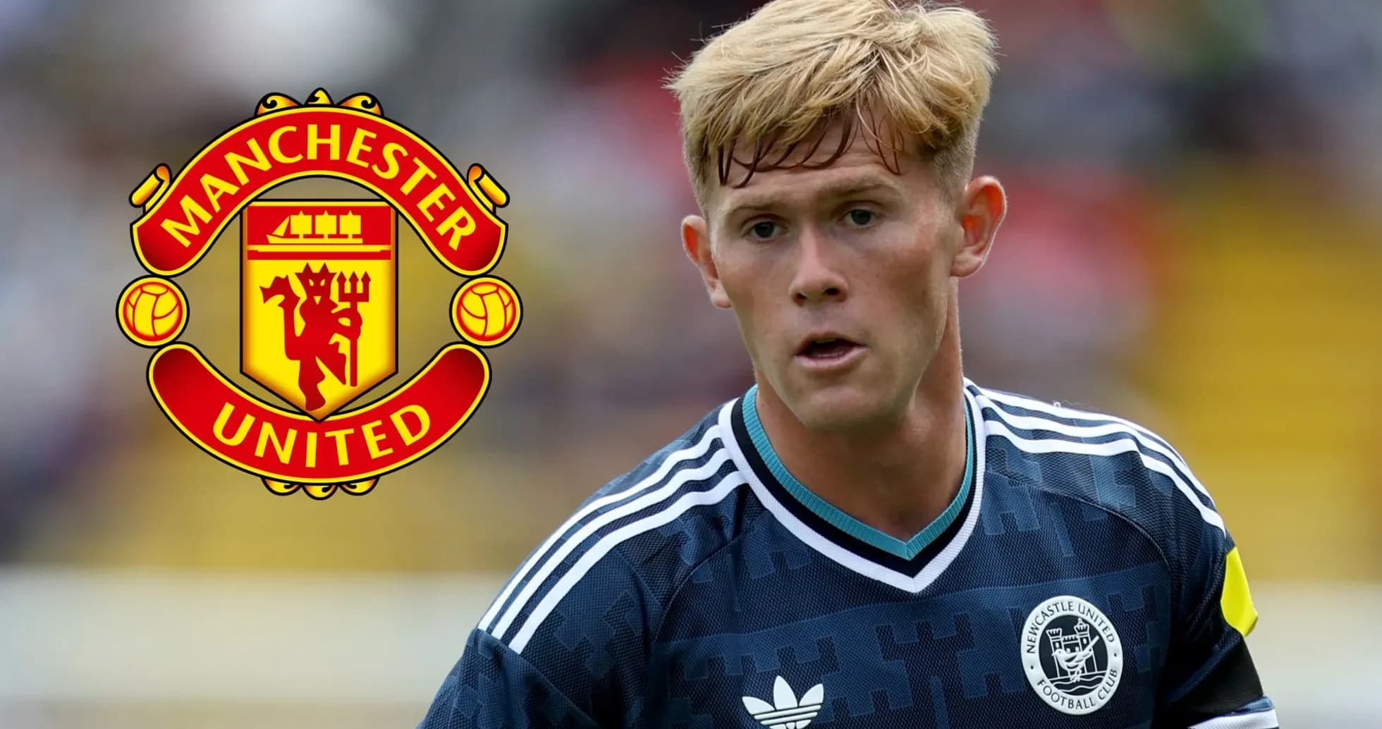 Player in Newcastle United jersey with Manchester United logo