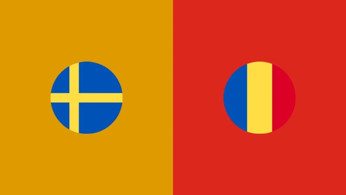 Flags of Sweden and Romania side by side