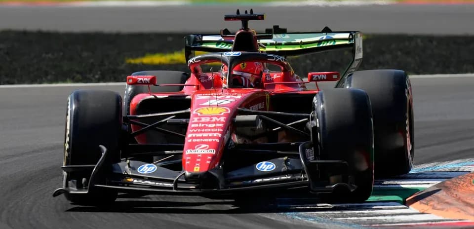 Ferrari Formula 1 car taking a corner on track