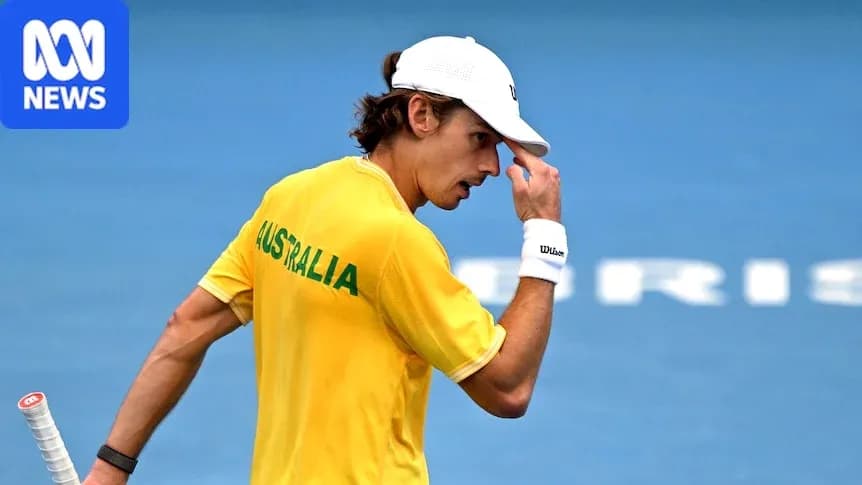 Tennis player in yellow Australia jersey during match