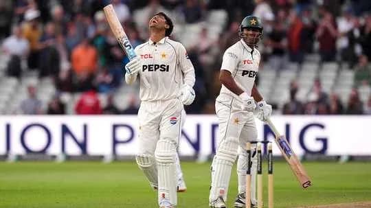 Pakistani batsman celebrating a run during match