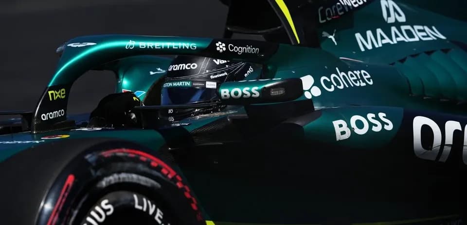 Aston Martin F1 car on track during race