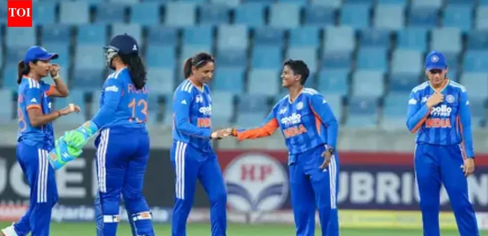 Indian women's cricket team celebrating on field