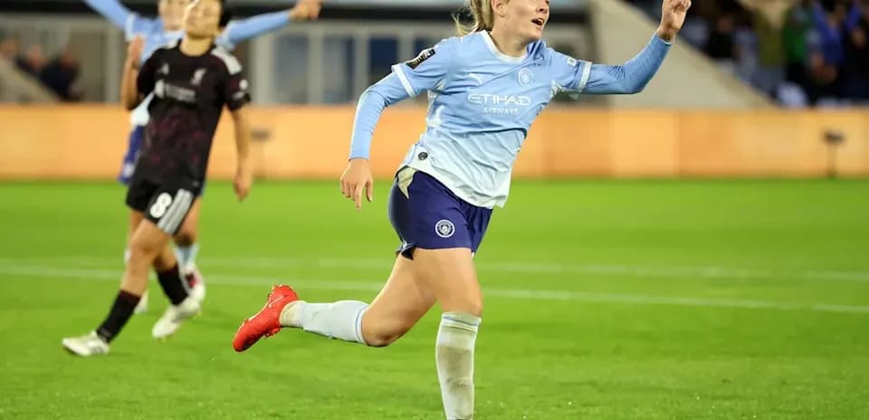 Player celebrating goal during Manchester City match