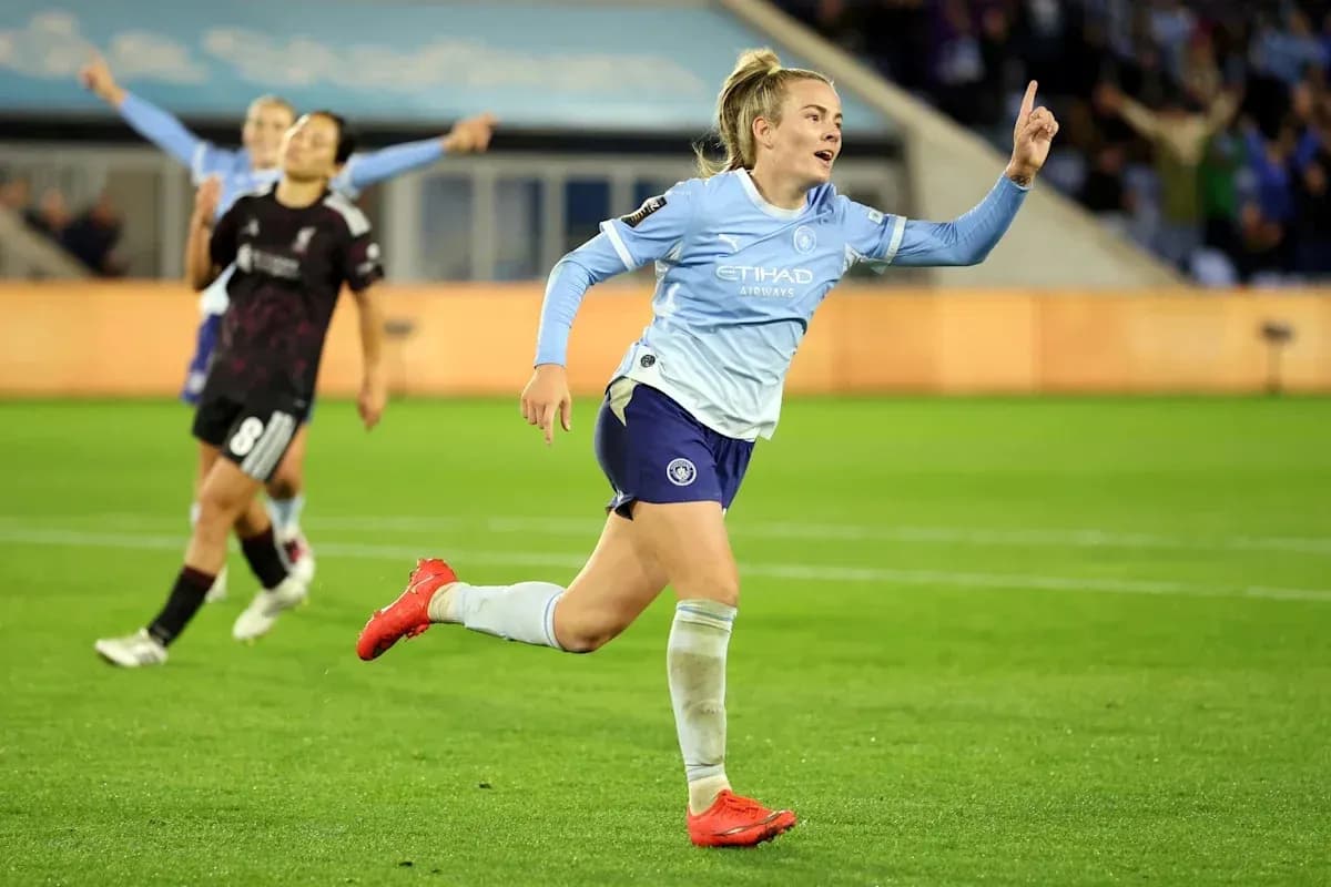Player celebrating goal during Manchester City match