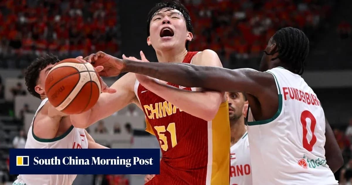 Player from China being defended by opponents during game