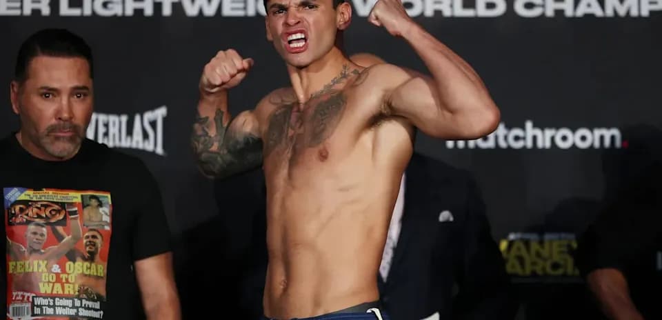 Fighter posing during weigh-in event for match