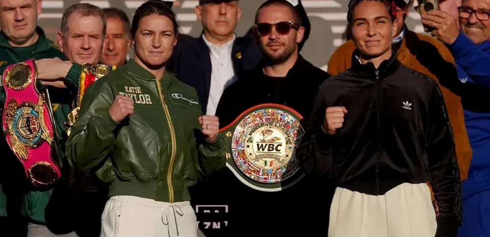 Boxers Katie Taylor and Amanda Serrano at weigh-in event