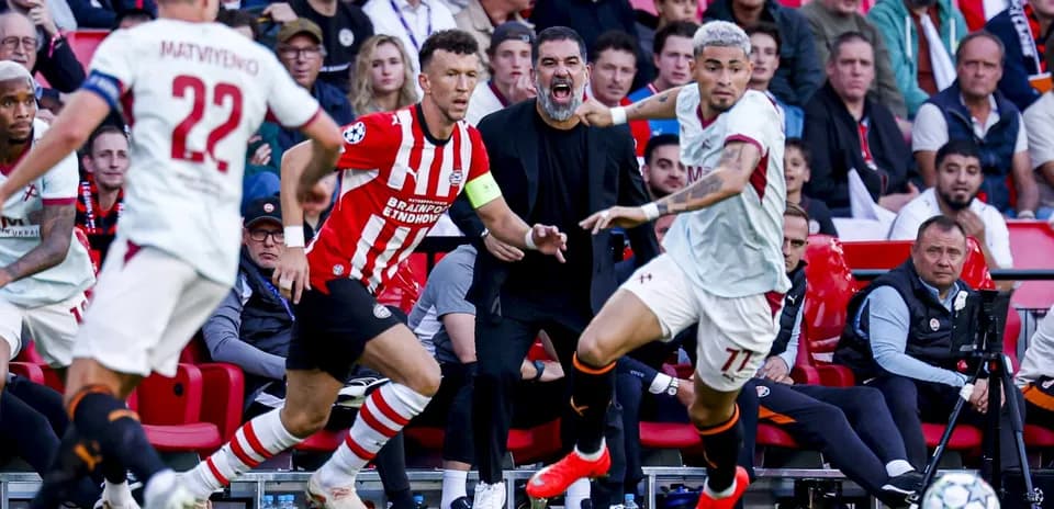 Players in action during UEFA Champions League match