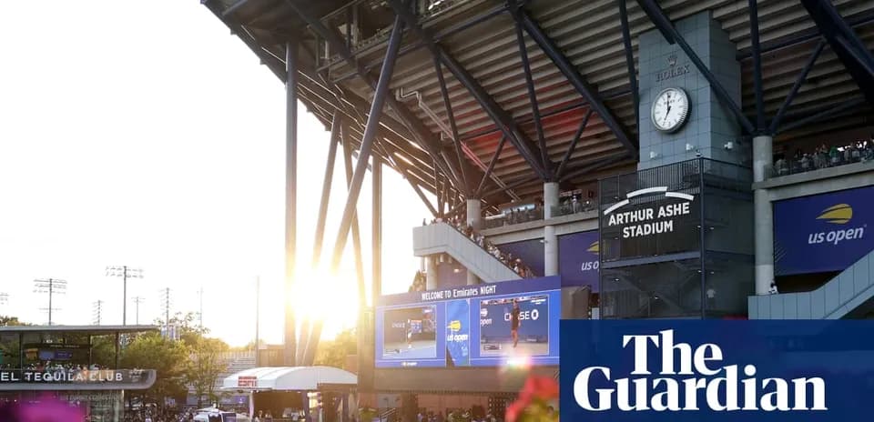 Arthur Ashe Stadium during the US Open at sunset