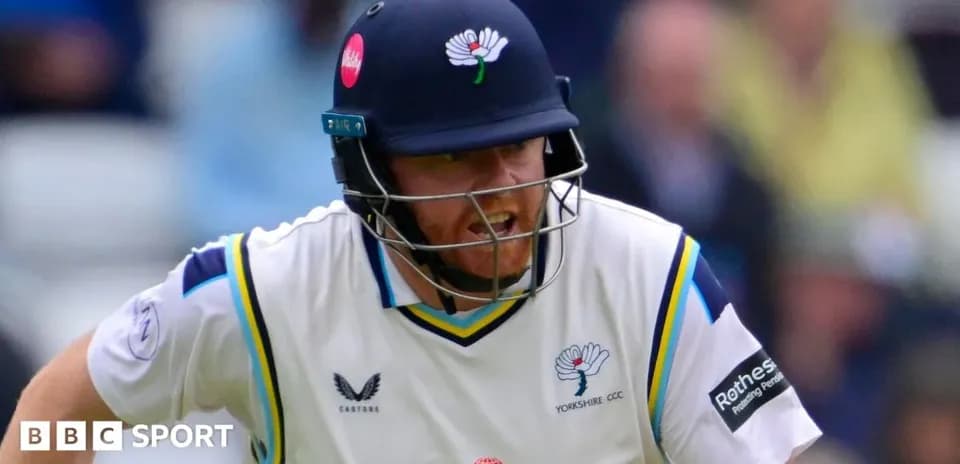 Cricketer in action wearing Yorkshire CCC uniform