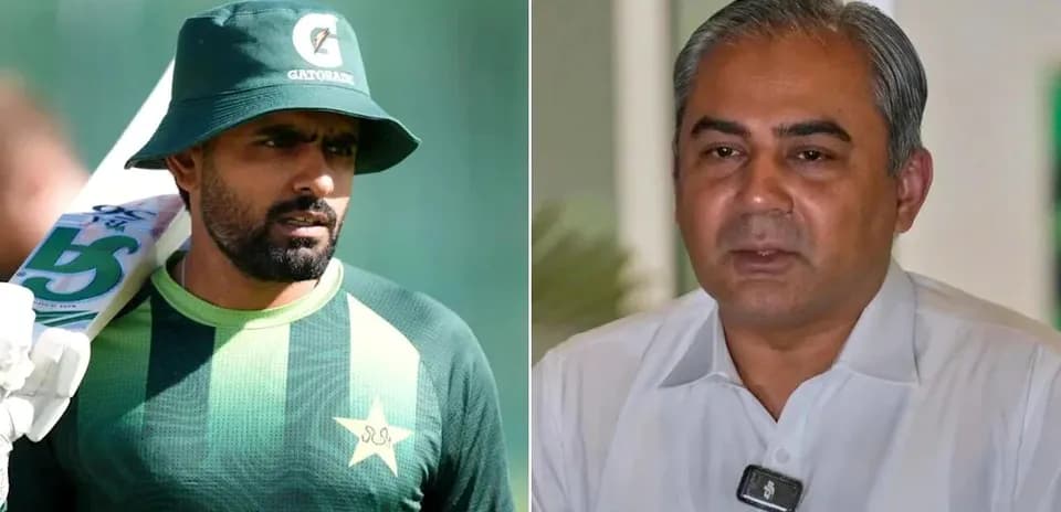 Cricketer and official during a press conference