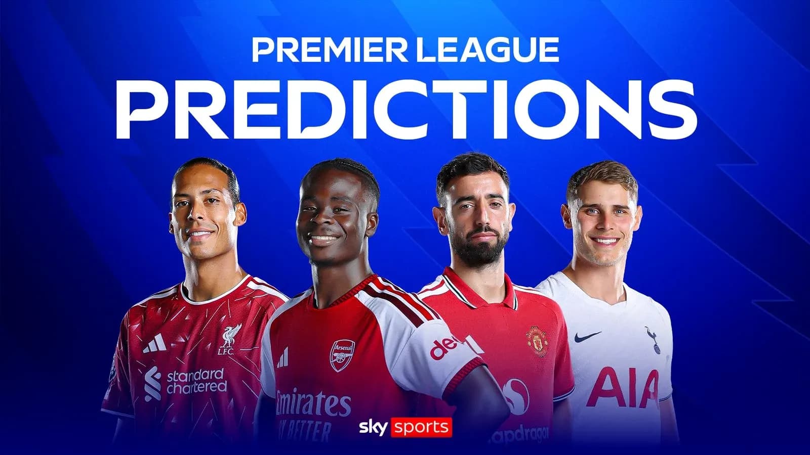 Four football players in team jerseys for predictions