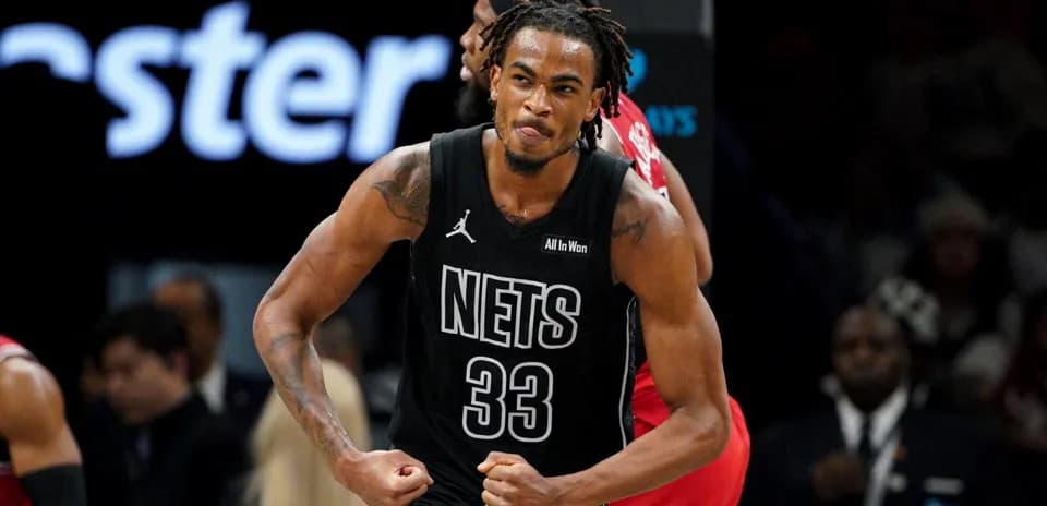 Player celebrating during a Brooklyn Nets game