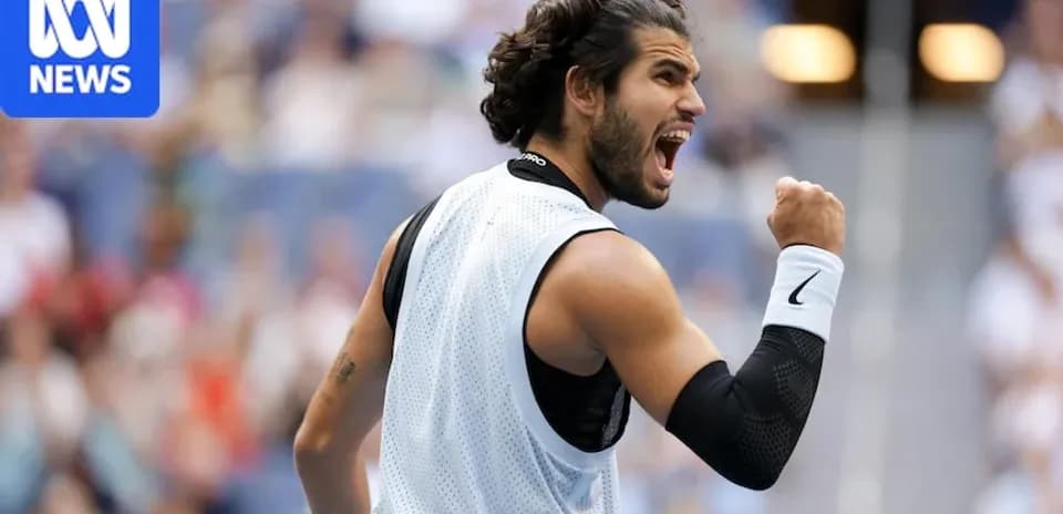 Tennis player celebrating during a match