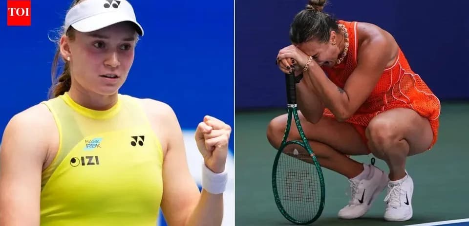 Two tennis players reacting during a match