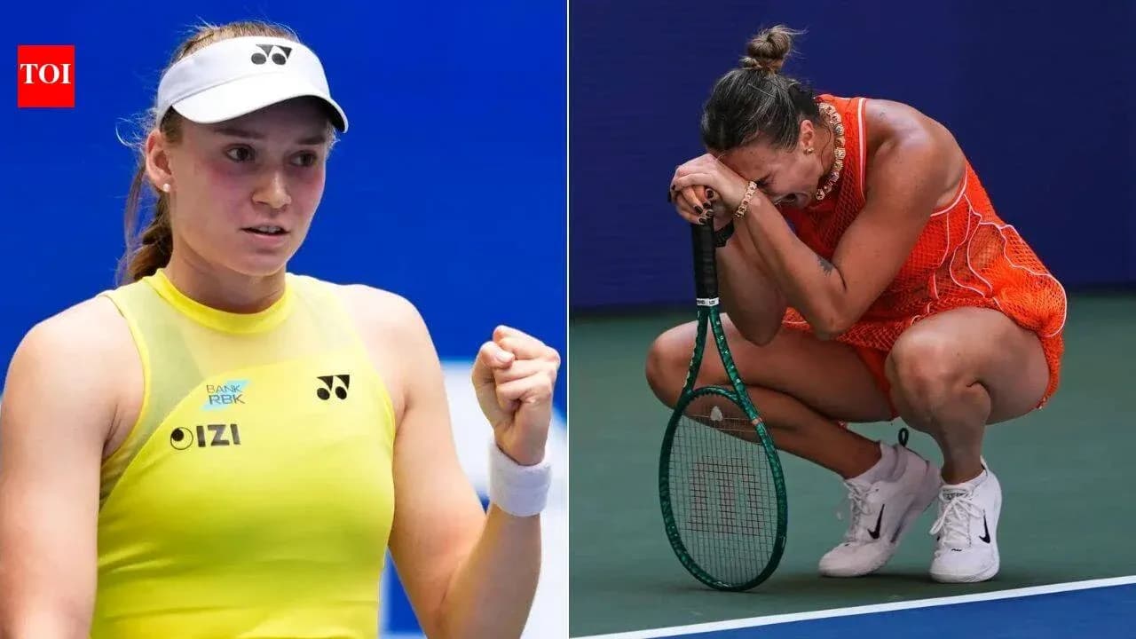 Two tennis players reacting during a match