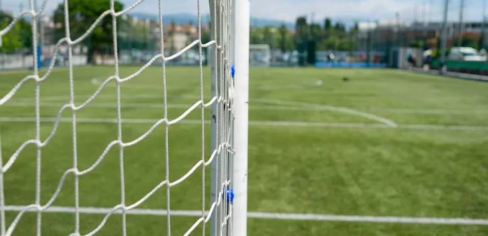 Goalpost and net on a soccer field