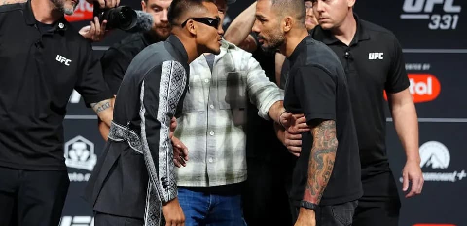 Fighters facing off at UFC 331 weigh-in event