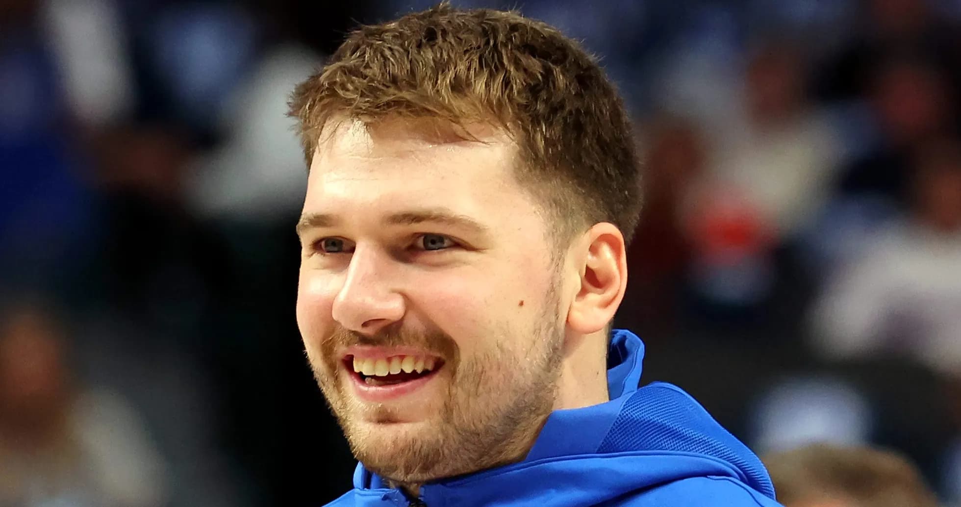 Player smiling during warm-up before the game