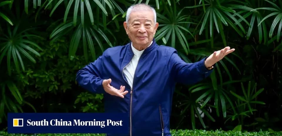 Person demonstrating a tai chi pose outdoors