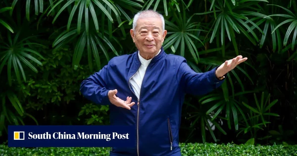 Person demonstrating a tai chi pose outdoors