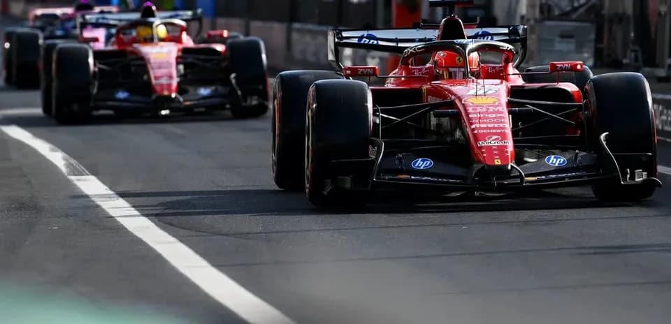 Ferrari cars on pit lane during Formula 1 event