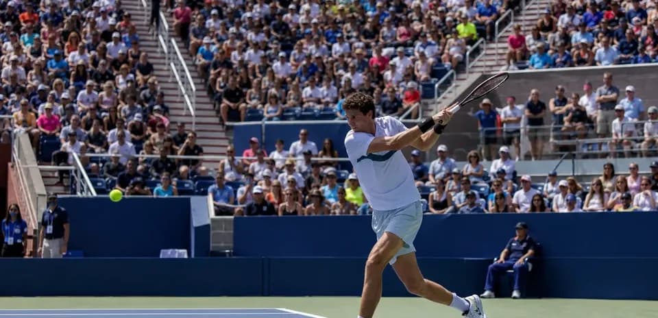 Player hitting a forehand shot during match