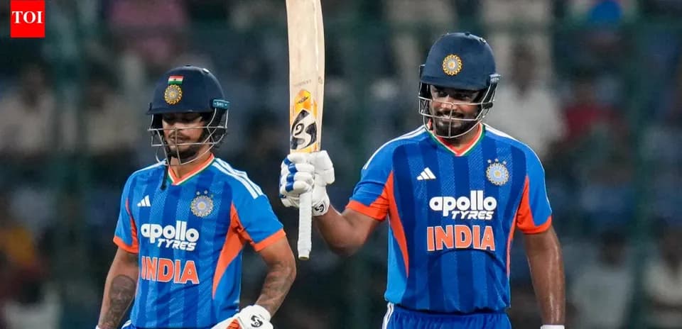 Two Indian cricketers celebrating a run during match