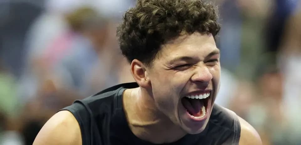Player celebrating during a tennis match