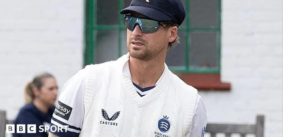 Cricketer in Middlesex kit during training session