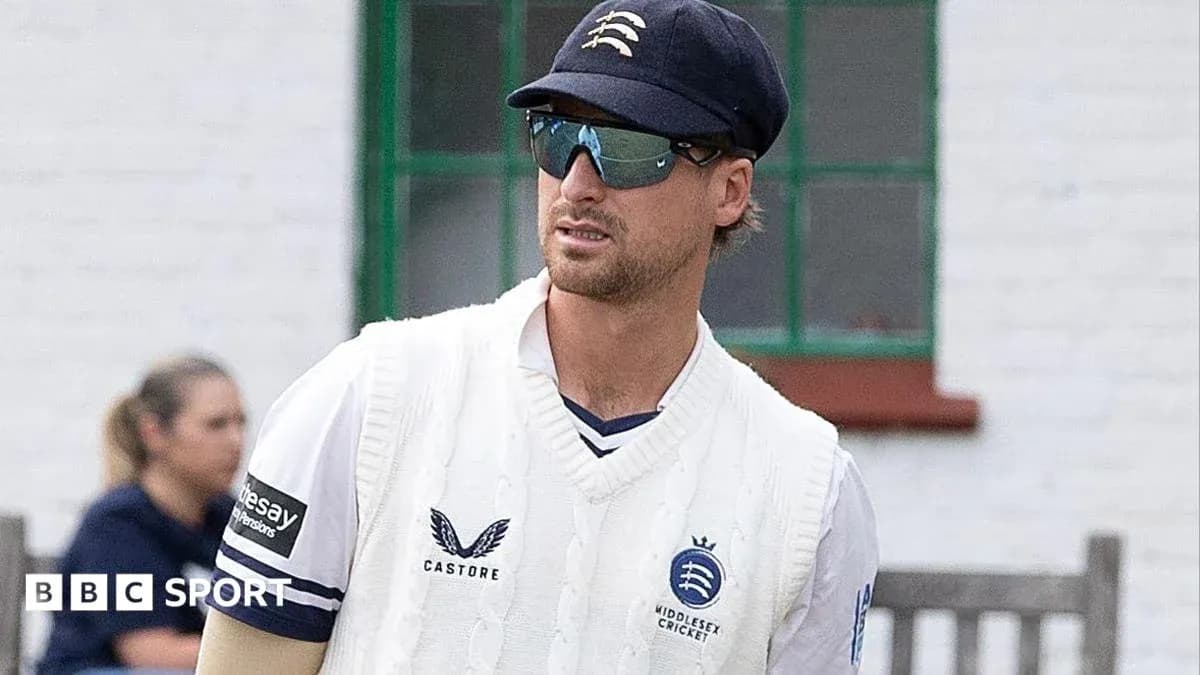Cricketer in Middlesex kit during training session