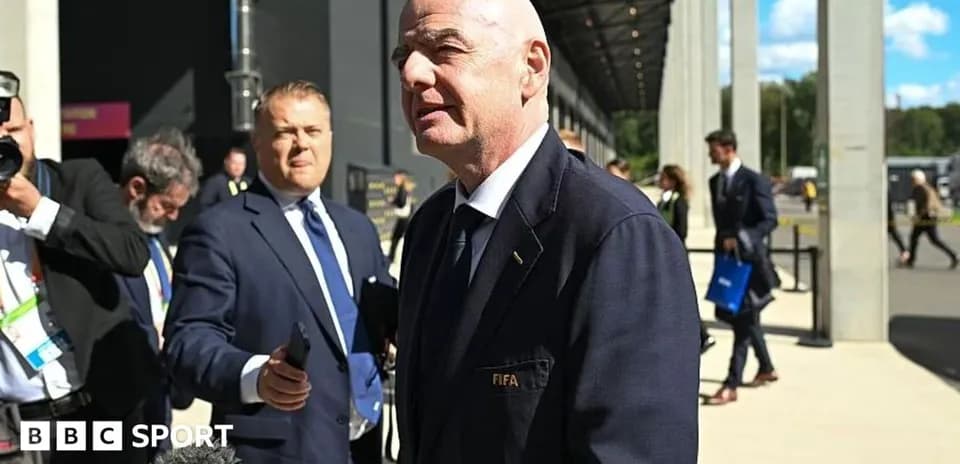 FIFA president speaking to reporters outside venue