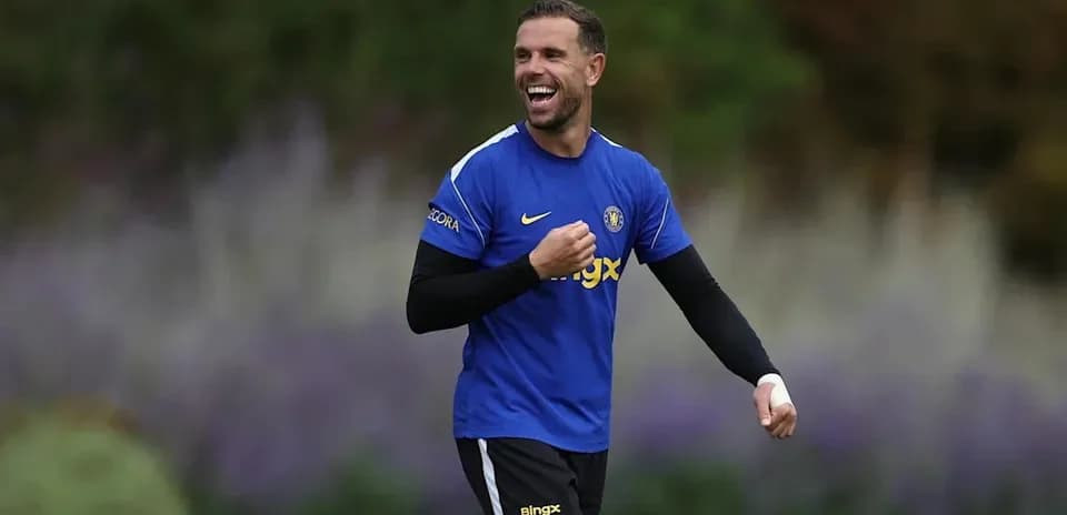 Player smiling during training session on field