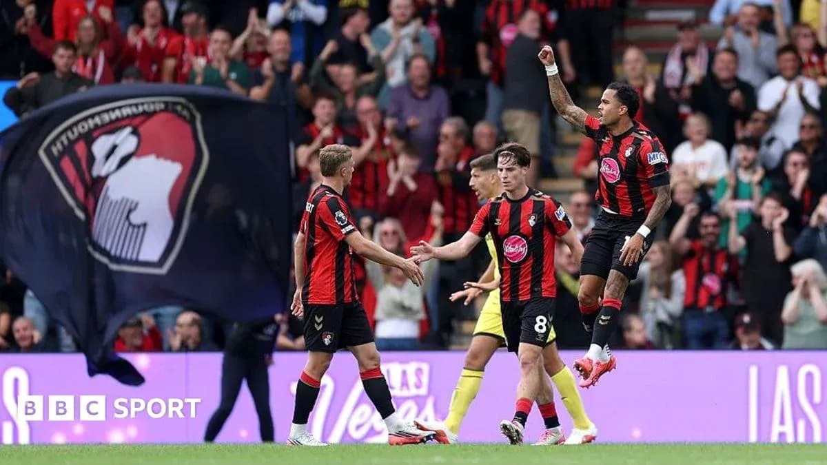 Bournemouth players celebrating a goal with fans