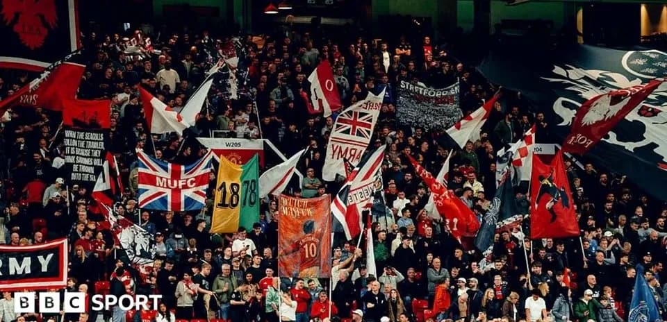 Crowd of fans waving flags in stadium